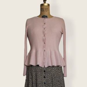 Cable & Gauge Soft Pink Ribbed Peplum Cardigan